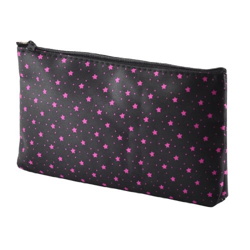 Ruilogod Frauen Pentagram Polyester Reißverschluss Make-up Kosmetiktasche Halter Organizer Fuchsia Schwarz von Ruilogod