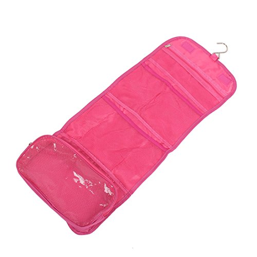 Ruilogod Frauen Reisen Faltbare tragbare hängende köstliche kosmetische Make-up Speicher Organizer Tasche Handtasche Fuchsia w Hook von Ruilogod