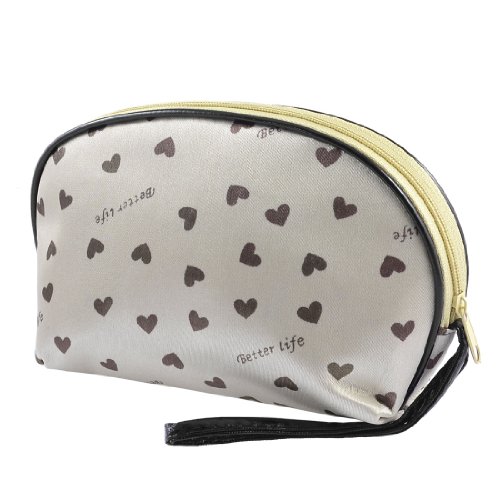 Ruilogod Frauen Reißverschluss Schließung Khaki Polyester Make up Beutel Tasche W Schwarz Armbandgurt von Ruilogod
