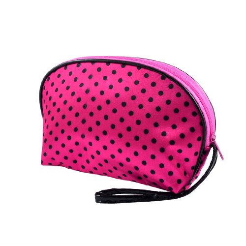 Ruilogod Frauen Reißverschluss Verschluss Fuchsia Polyester Make up Beutel Tasche W Schwarz Armbandband von Ruilogod
