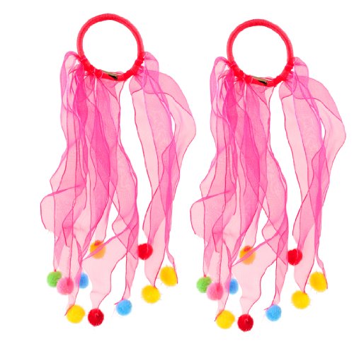 Ruilogod Frauen Rosa Pferdeschwanzhalter Haarband W Multicolor Ball Form Decor 2 stücke von Ruilogod