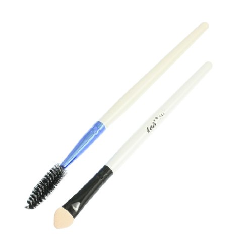 Ruilogod Frauen Weiße Kunststoffgriff Eyeschadow Schwamm Pinsel Lash Curler Set von Ruilogod