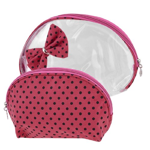 Ruilogod Fuchsia Black Dots Muster Reißverschluss Kosmetische Handtasche 2 in 1 von Ruilogod