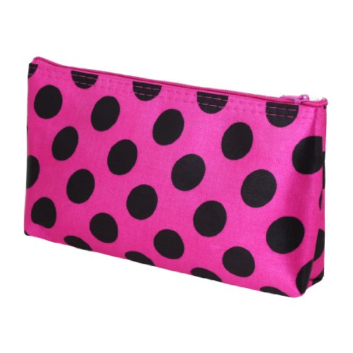 Ruilogod Fuchsia Black Polyester-Kunstleder-Futter-Kosmetik-Geldbörse-Halter-Tasche von Ruilogod