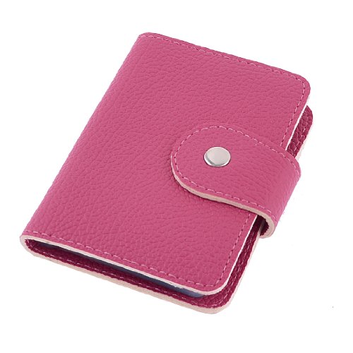 Ruilogod Fuchsia Drücken Sie Button Litchi Pattern Business Credit VIP Card Inhaber von Ruilogod