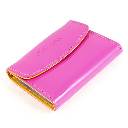 Ruilogod Fuchsia Kunstleder Druckknopf 26 Blätter VIP-ID-Karten-Kasten-Halter von Ruilogod