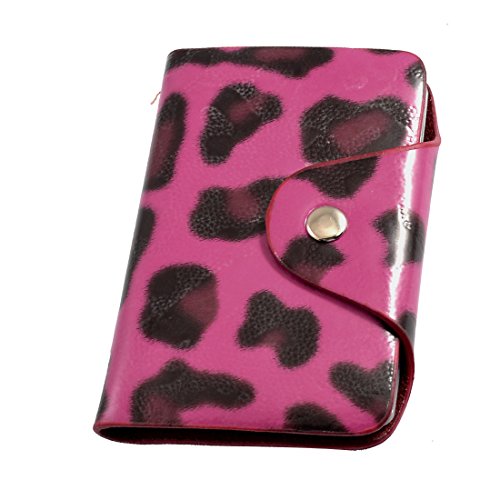Ruilogod Fuchsia Kunstleder Leopard Muster Bank Kreditkarte Pocket Case Inhaber von Ruilogod