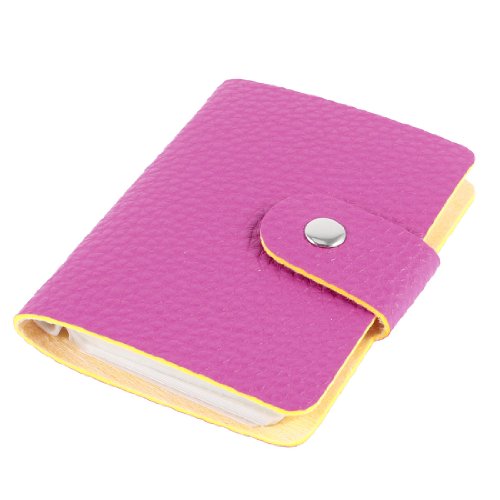 Ruilogod Fuchsia Kunstleder Litchi Print Bank Credit Card Pocket Case Inhaber von Ruilogod
