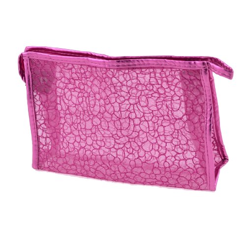 Ruilogod Fuchsia Kunstlederrahmen Kunststofffutter Kosmetiktasche Beutel für Frauen Ruilogod Fuchsia Kunstlederrahmen Kunststofffutter Kosmetiktasche Beutel für Frauen von Ruilogod