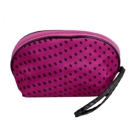 Ruilogod Fuchsia Polyester-Punkte druckt Reißverschluss Make-up Kosmetiktasche für Frauen von Ruilogod