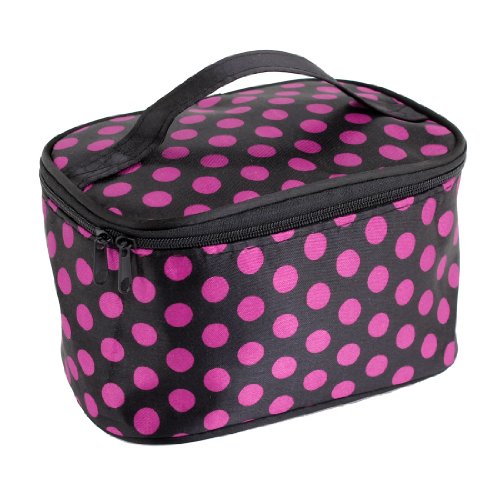 Ruilogod Fuchsia-Punkt-Muster-Schwarz-kosmetische Make Up-Beutel-Beutel für Frauen von Ruilogod