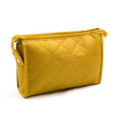 Ruilogod Gelb Diamant Check Rechteck Frauen Makeup Kosmetikhalter Geldbörse Tasche Organizer Beutel von Ruilogod