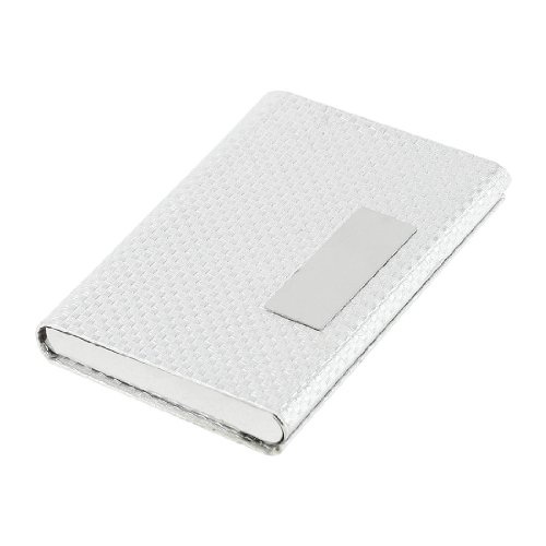 Ruilogod Gespiegelte Metall Silver Ton Grid Print Faux Leder Visitenkarteninhaber Fall von Ruilogod