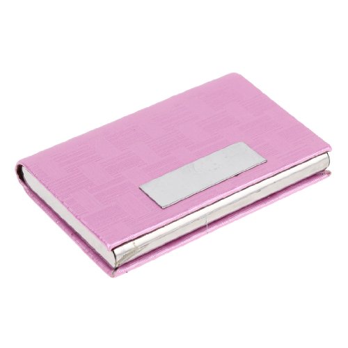 Ruilogod Gewebtes Muster Faux Lederbeschichtete Metall Rechteck Business ID Karten Fall Rosa von Ruilogod