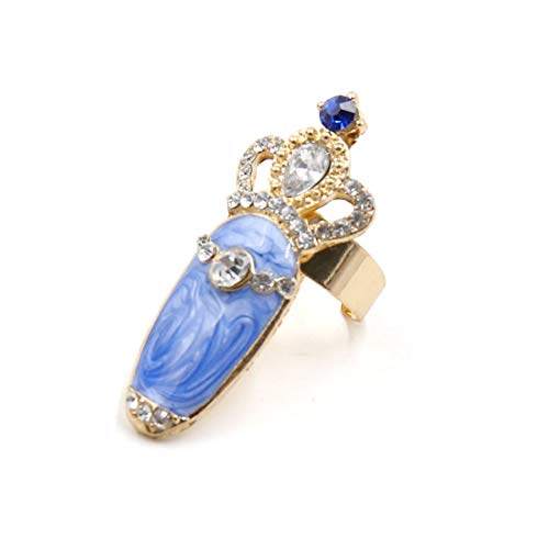 Ruilogod Goldton Krone Rhinestones Dekor Nägel Finger Ring Frauen Zeigen Party Dekoration von Ruilogod