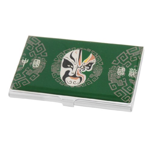 Ruilogod Grüner Hintergrund Chinesische Opera-Muster-Edelstahl-Namenskarten-Kasten-Kasten von Ruilogod