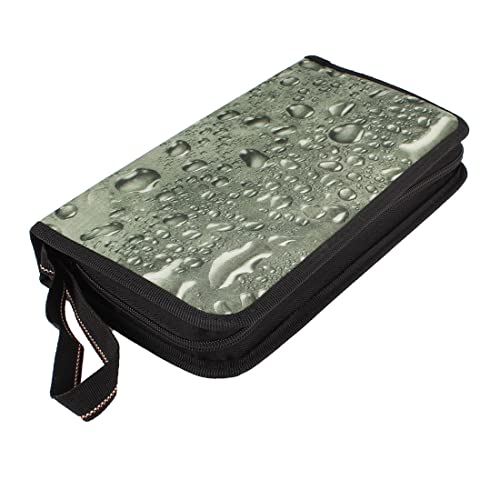 Ruilogod Grüner Wassertropfen-Druck-Reißverschluss 24-Disc-DVD-Halter Aufbewahrungstasche Fall von Ruilogod