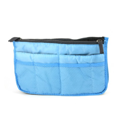 Ruilogod Hellblaues Mesh außerhalb dunkelgrauer Reißverschlusskosmetik-Make-up-Tasche von Ruilogod