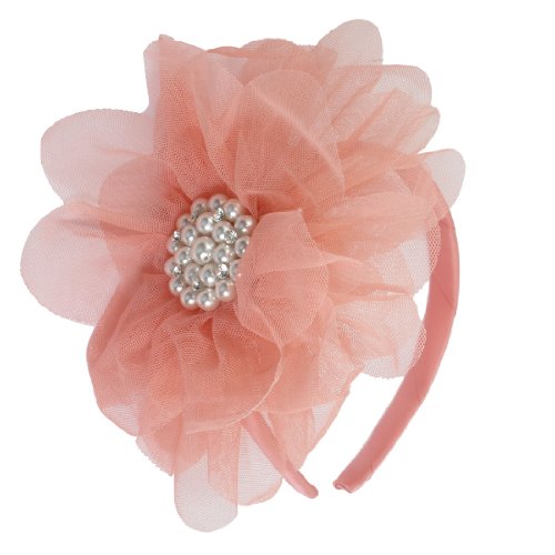 Ruilogod Hellrosa Blume Perlen Bowknot Decor Hair Hoop Haarband für Mädchen von Ruilogod