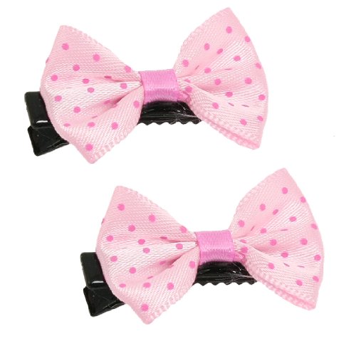 Ruilogod Hellrosa punktierte Bowknot Dekor Alligator Haarklammern für Mädchen von Ruilogod
