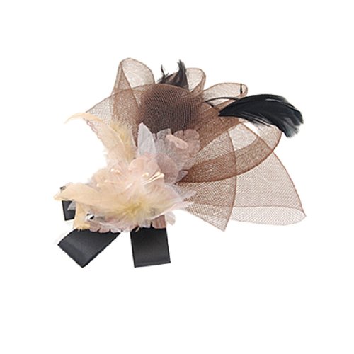 Ruilogod Hochzeit Ball Mesh Flower Feather Detail Haarspange Brosche Ruilogod Hochzeit Ball Mesh Flower Feather Detail Haarspange Brosche von Ruilogod