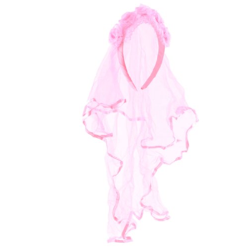 Ruilogod Hochzeit Mädchen-Rosa-Blumen-Dekor-2-Schicht Meshy Haarband-Art Schleier von Ruilogod