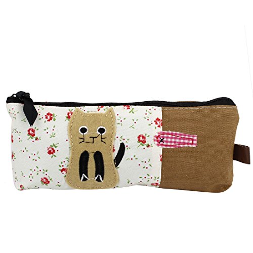 Ruilogod Katze Dekor Bleistiftlineale Stift Fallhalter Nylon Tasche Beutel Weiß Ruilogod Katze Dekor Bleistiftlineale Stift Fallhalter Nylon Tasche Beutel Weiß von Ruilogod