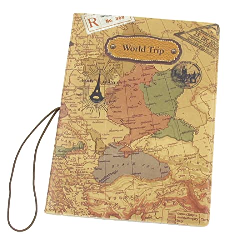 Ruilogod Khaki Europe Kartenmuster Faux Leder Passinhaber Protector von Ruilogod