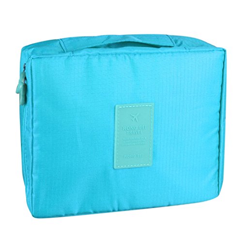 Ruilogod Kilometer Travel Cosmetic Makeup Kulturhülle Waschen Organizer Aufbewahrungstasche Hellblau von Ruilogod