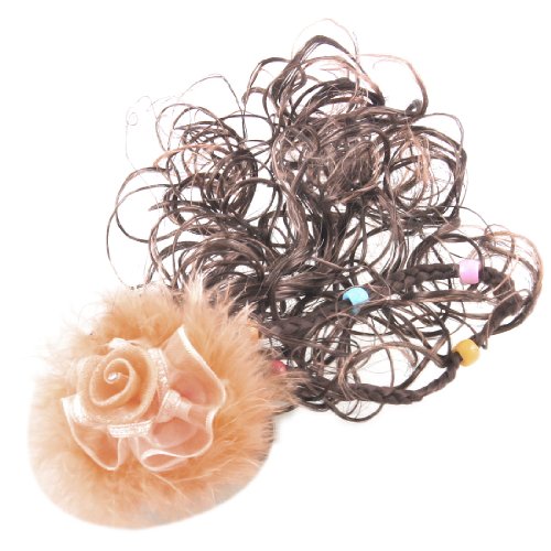 Ruilogod Kind-Mädchen-orange Blumen-Faux-Feder-Wellenförmige Plait Perücke Französisch Clip 2 PCs von Ruilogod
