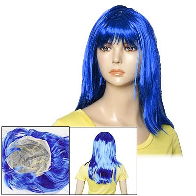 Ruilogod Kostümparty Cosplay Blau langes gerades Haar-Perücke Haarteil mit von Ruilogod