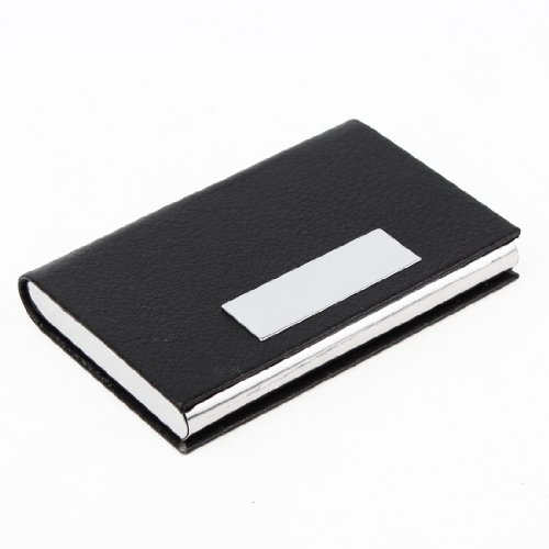 Ruilogod Kunst-Leder-beschichteter Metall-Rechteck-Business-ID-Karten-Kasten-Box schwarz von Ruilogod