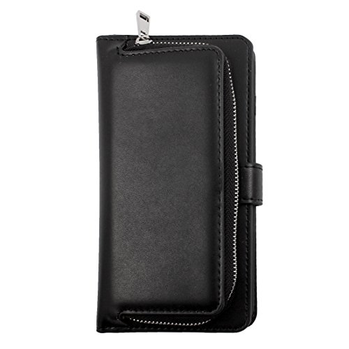 Ruilogod Kunstleder-Handy mit Reißverschluss Mappen-Karten-Slot Abnehmbarer Fall-Abdeckung für 6 & 6s & 7 Black von Ruilogod