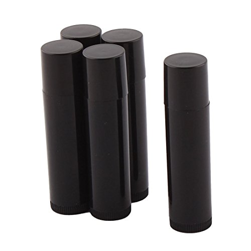 Ruilogod Kunststoff Leer DIY Lip Balm Rohr Lippenstift Chapstick Container Kosmetik-Halter 5 Stück schwarz von Ruilogod