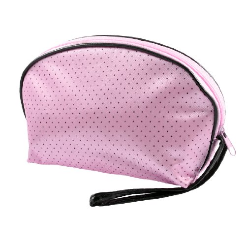Ruilogod Lady Faux Lederfutter schwarz Mini-Punkte drucken rosa ovale Form-Handgelenk-Tasche von Ruilogod