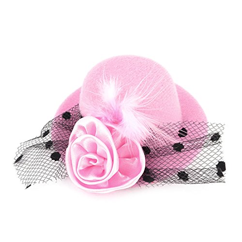 Ruilogod Lady Frauen-Minispitzenhut Cap Faux-Feder Fascinator Haar Haarspange Rosa von Ruilogod