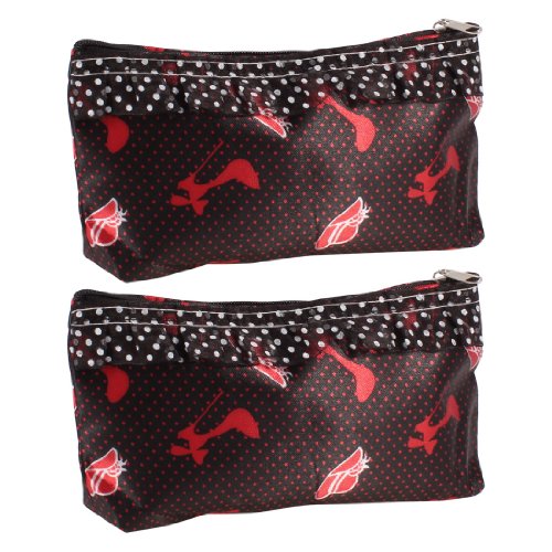 Ruilogod Lady High Hölle Schuhe Gedruckt Reißverschluss Kosmetikhalter Pouch Tasche lila rot 2 stücke von Ruilogod