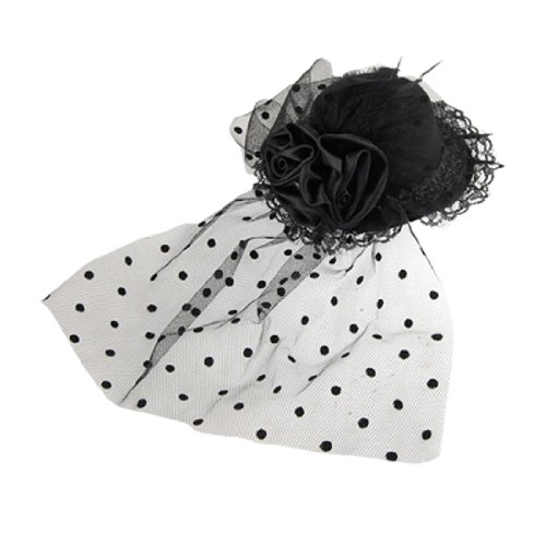 Ruilogod Lady Parties Feder Dekor Mini Top Cap Hair Clip Schwarz von Ruilogod