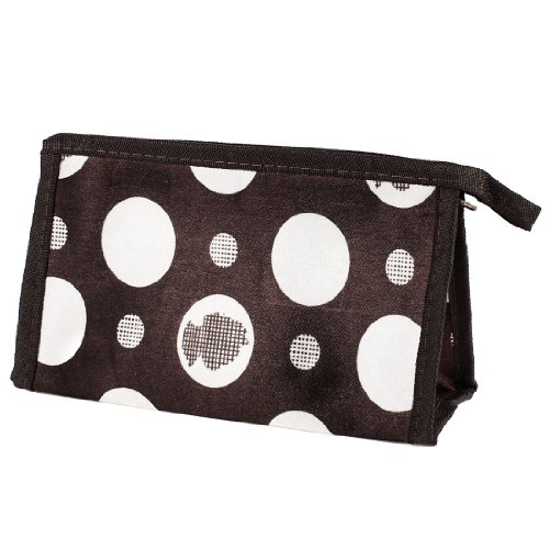 Ruilogod Lady bewegliche weißer Kreis Printed Schokoladen-Farben-Reißverschluss-Up Make-up-Tasche von Ruilogod