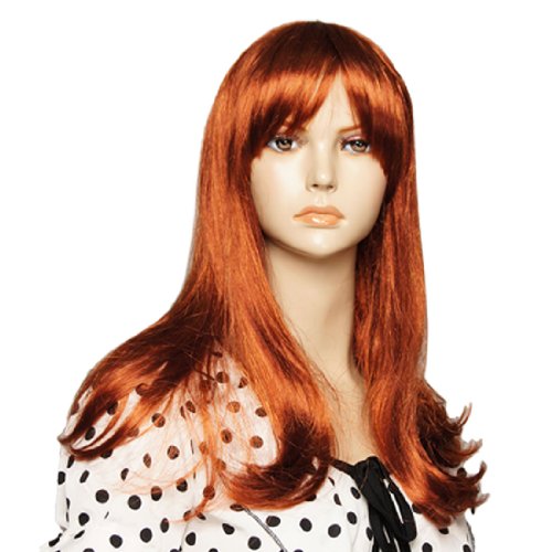 Ruilogod Lange gerade braunes Kunsthaar Perücke Haarteil mit Bangs für Frauen von Ruilogod