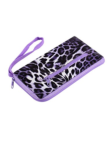 Ruilogod Leopard-Muster Zip Up Lady Frauen-Geldbeutel-Mappen-Beutel Geld-Halter Lila von Ruilogod