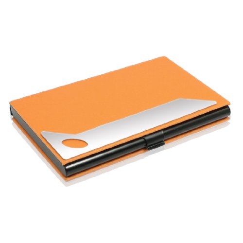 Ruilogod Lichee Muster orange Kunstleder überzogen Black Metal VIP Visitenkarten-Etui von Ruilogod
