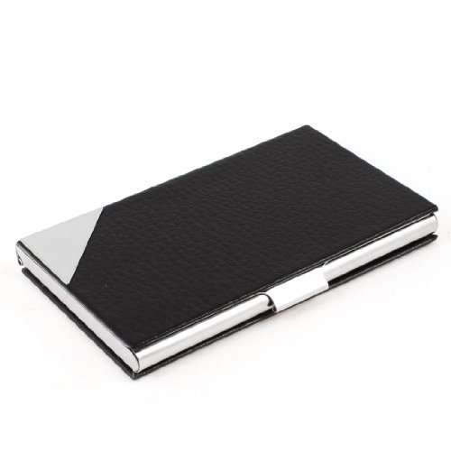 Ruilogod Lichee Print Faux Lederbeschichteter Metall VIP Visitenkartenhalter schwarz von Ruilogod