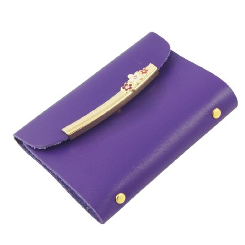 Ruilogod Lila Kunstleder Blume Detailing Name Kartenhalter Tasche von Ruilogod
