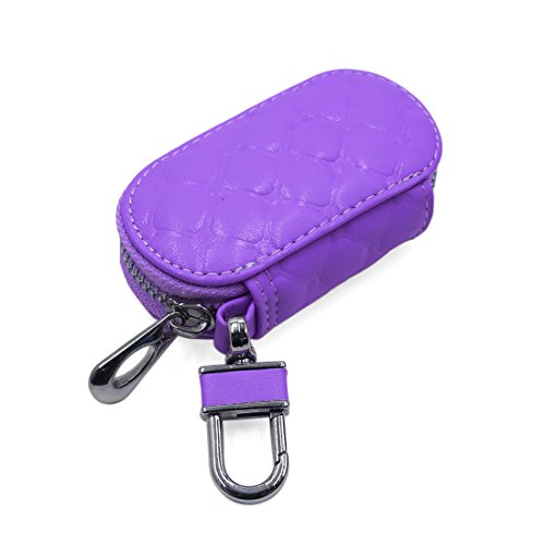 Ruilogod Lila Kunstleder Rhombus Design Key Co Im Lagerhalter Reißverschlussbeutel für Auto von Ruilogod