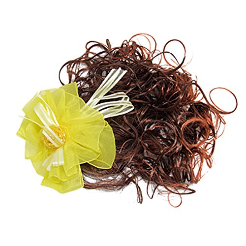 Ruilogod Lockige Mädchen Braune Perücke Faux Haarteil W Gelb Blume Faux Haarspange von Ruilogod