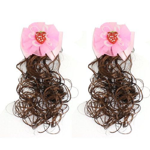 Ruilogod Mädchen Kopfschmuck Bowtie Akzent Alligator Clip Perücke Fall Haarteile Rosa 2 Stück von Ruilogod