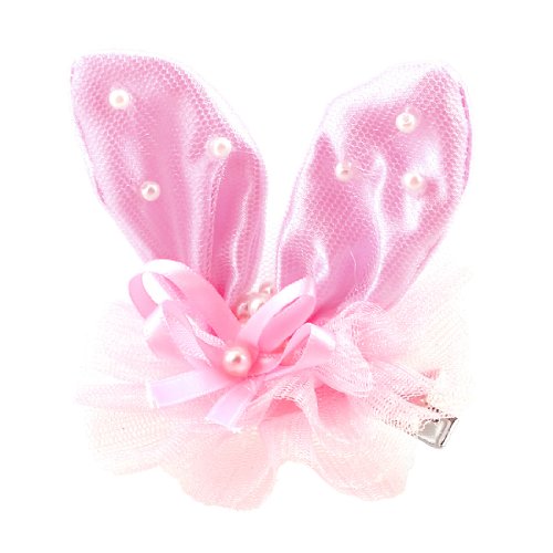 Ruilogod Mädchen-Perlen-Meshy Blumen Details Alligator Haarspange Rosa von Ruilogod
