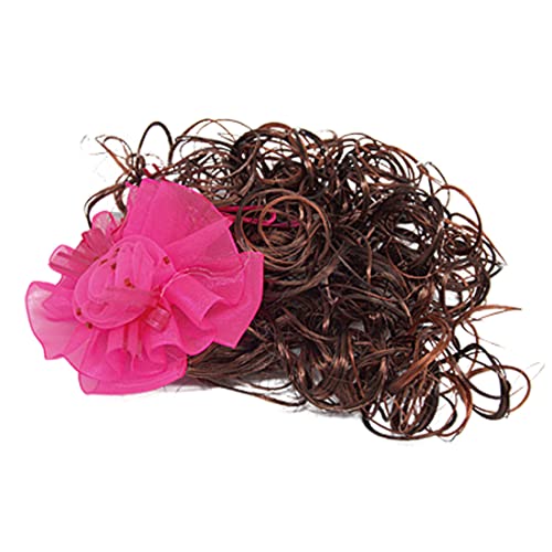 Ruilogod Mädchen Rosa Blume Faux Haarspange Gelockte Perücke Haartilder von Ruilogod