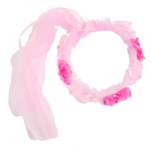 Ruilogod Mädchen Rosa Perlen Blume Ornament Spitze Band Tüll Haar Kranz von Ruilogod